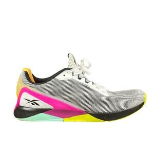 [H02864] Men's 12.5 Reebok NANO X1 GRIT 'WHITE BLACK PURSUIT PINK' Sneakers